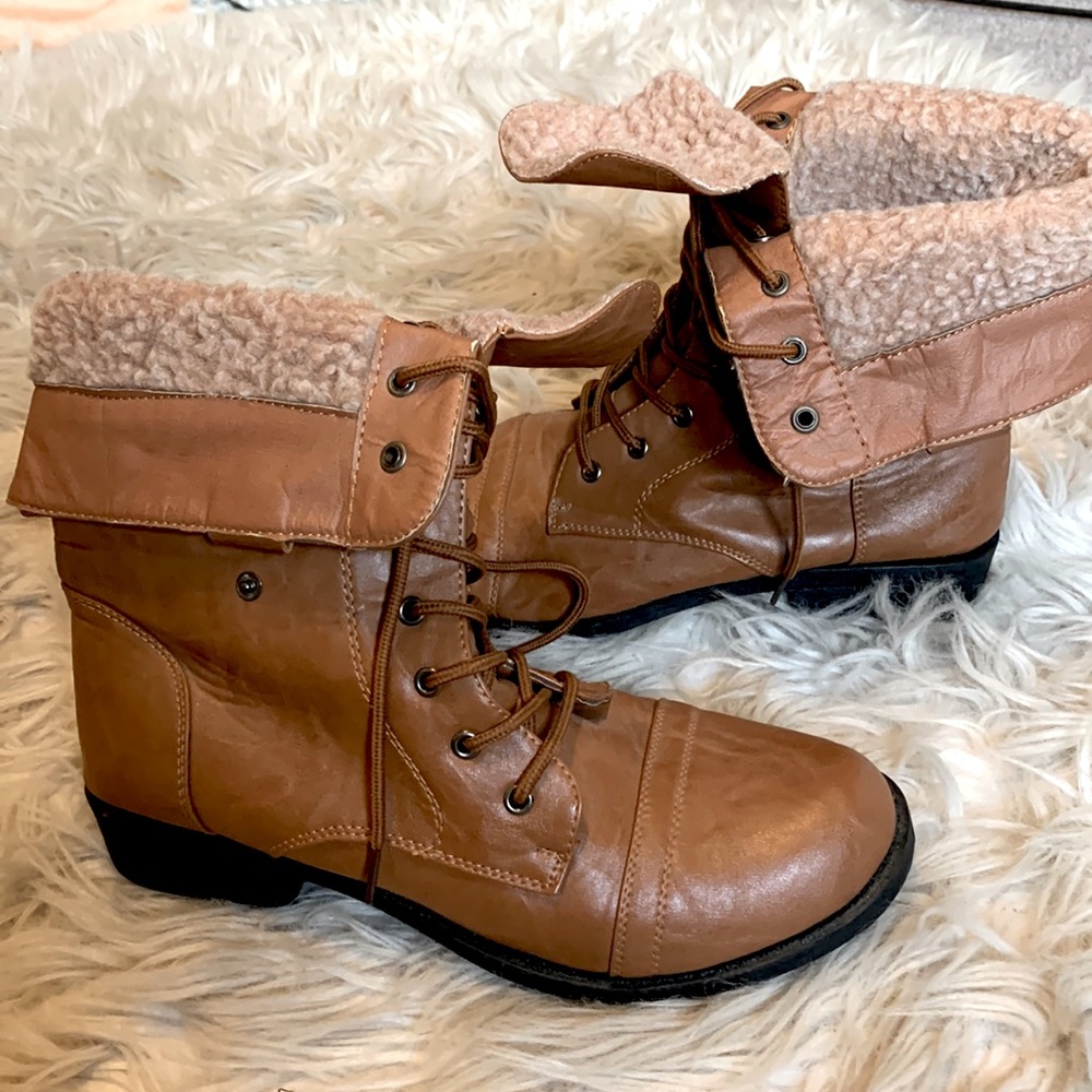 Warm brown combat boots